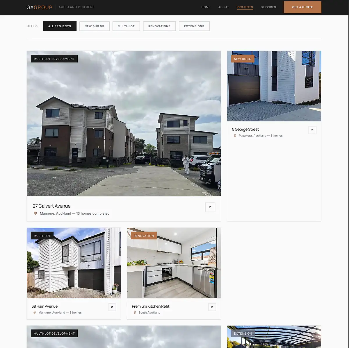 Home builder and residential construction website
