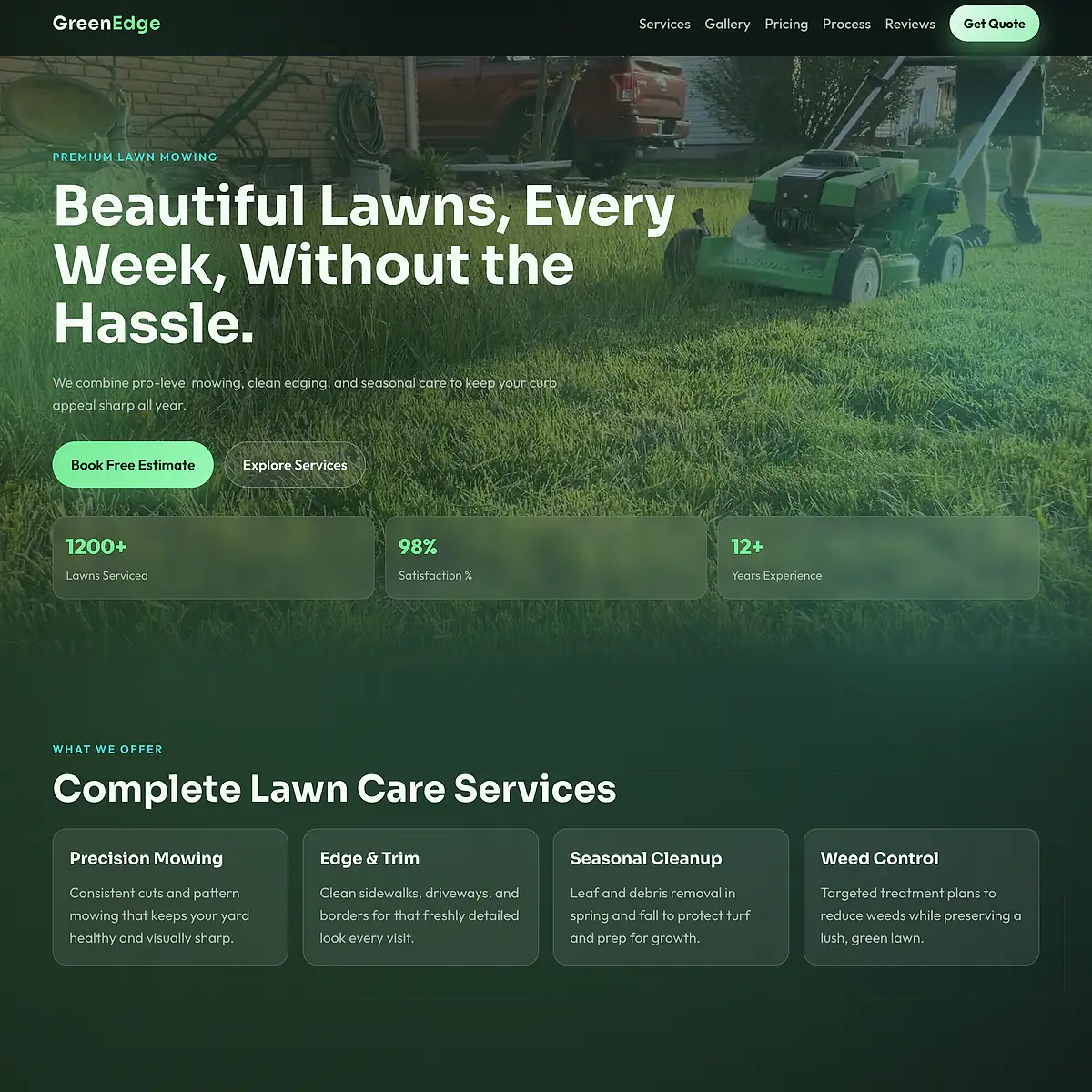 Modern lawn mowing website template