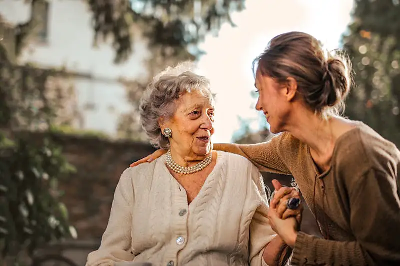 Grandmother and granddaughter connecting through Punjabi